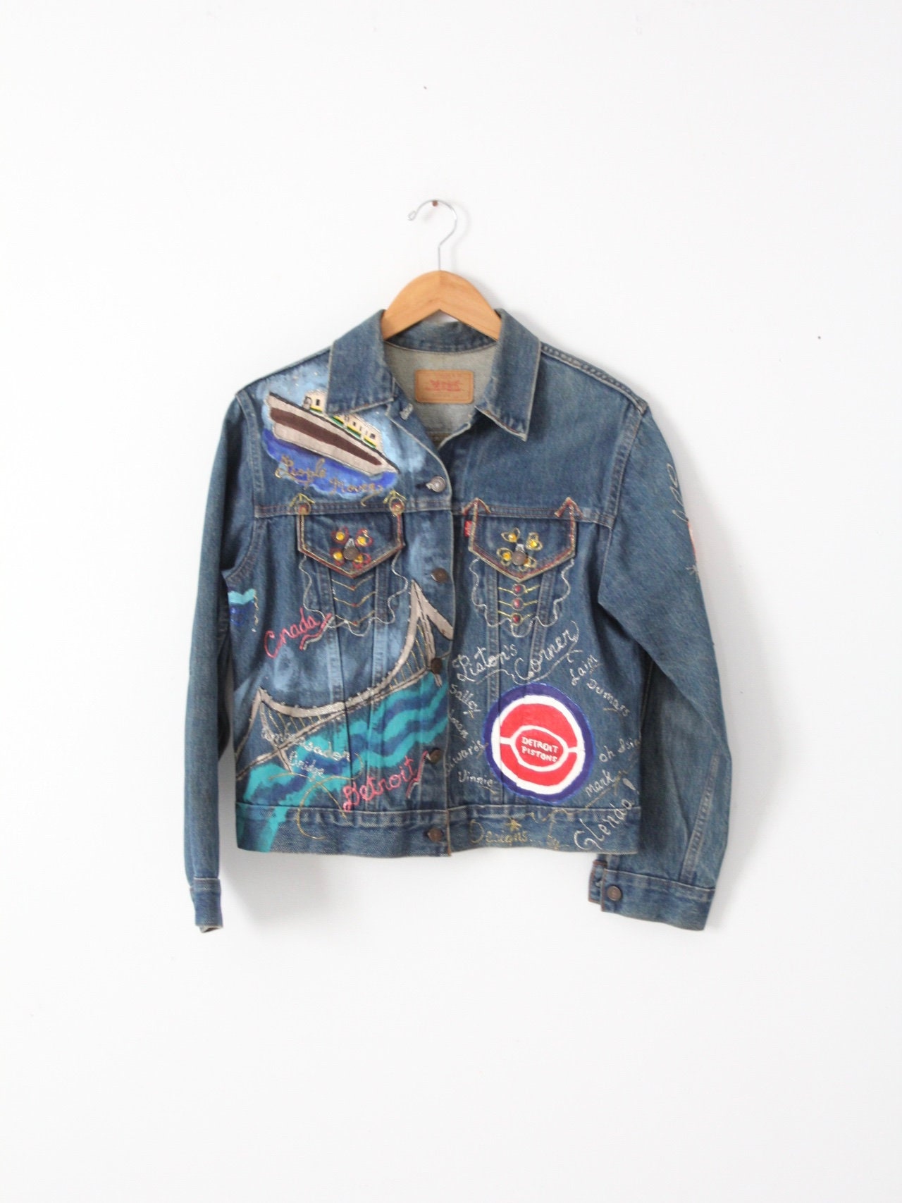Vintage Puff Paint Levis Denim Jacket 