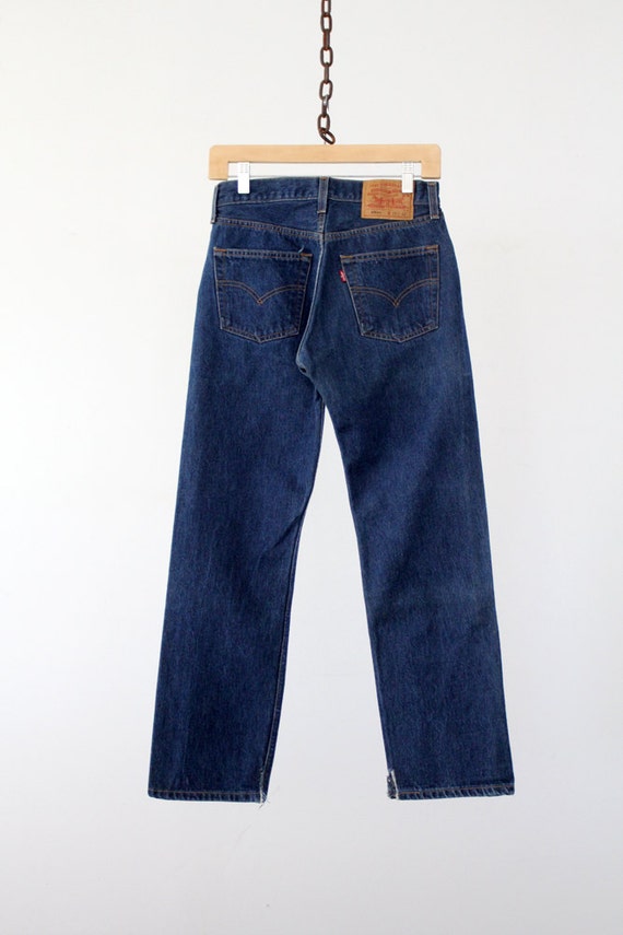 Levi's 501 denim jeans, vintage dark wash denim, … - image 2