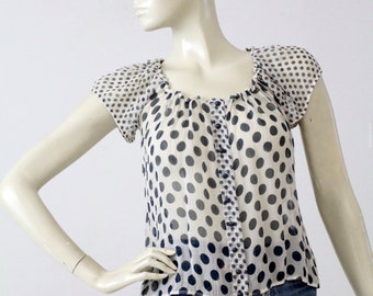vintage polka dot sheer blouse