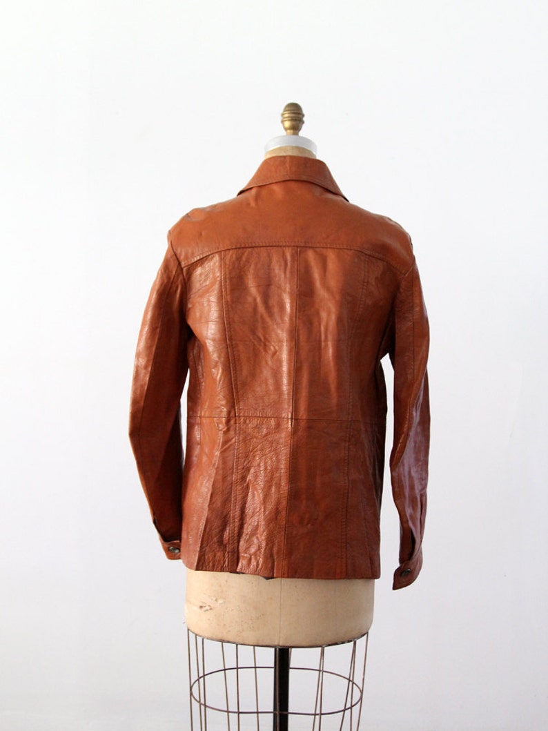 1970s Leather Jacket Vintage Men's Brown Coat - Etsy