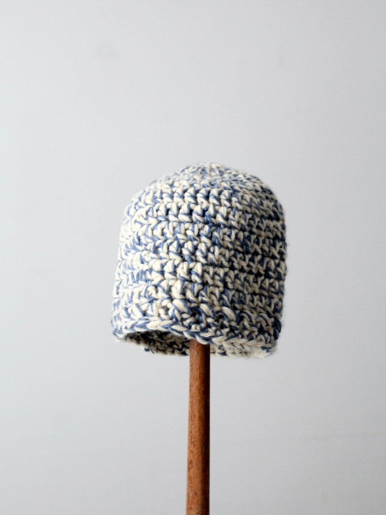 vintage hand knit beanie hat image 6