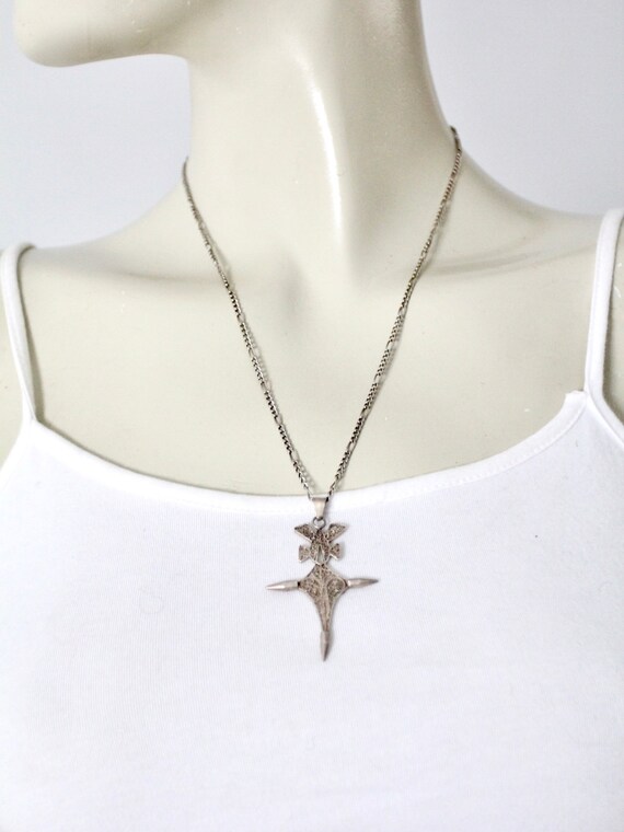 vintage filigree cross pendant necklace - image 7