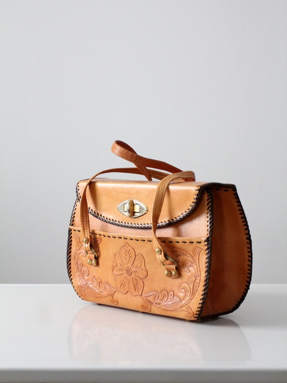 1960s tooled leather handbag - image 5