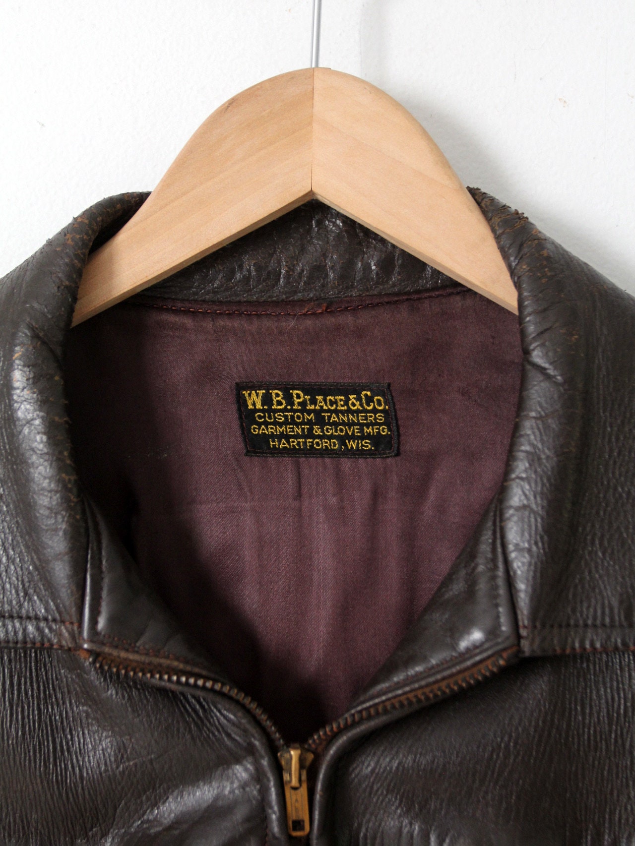 Vintage W.B. Place u0026 Co. Leather Jacket Vintage WB Place Co Deerskin Leather Jacket Brown Button Up Long