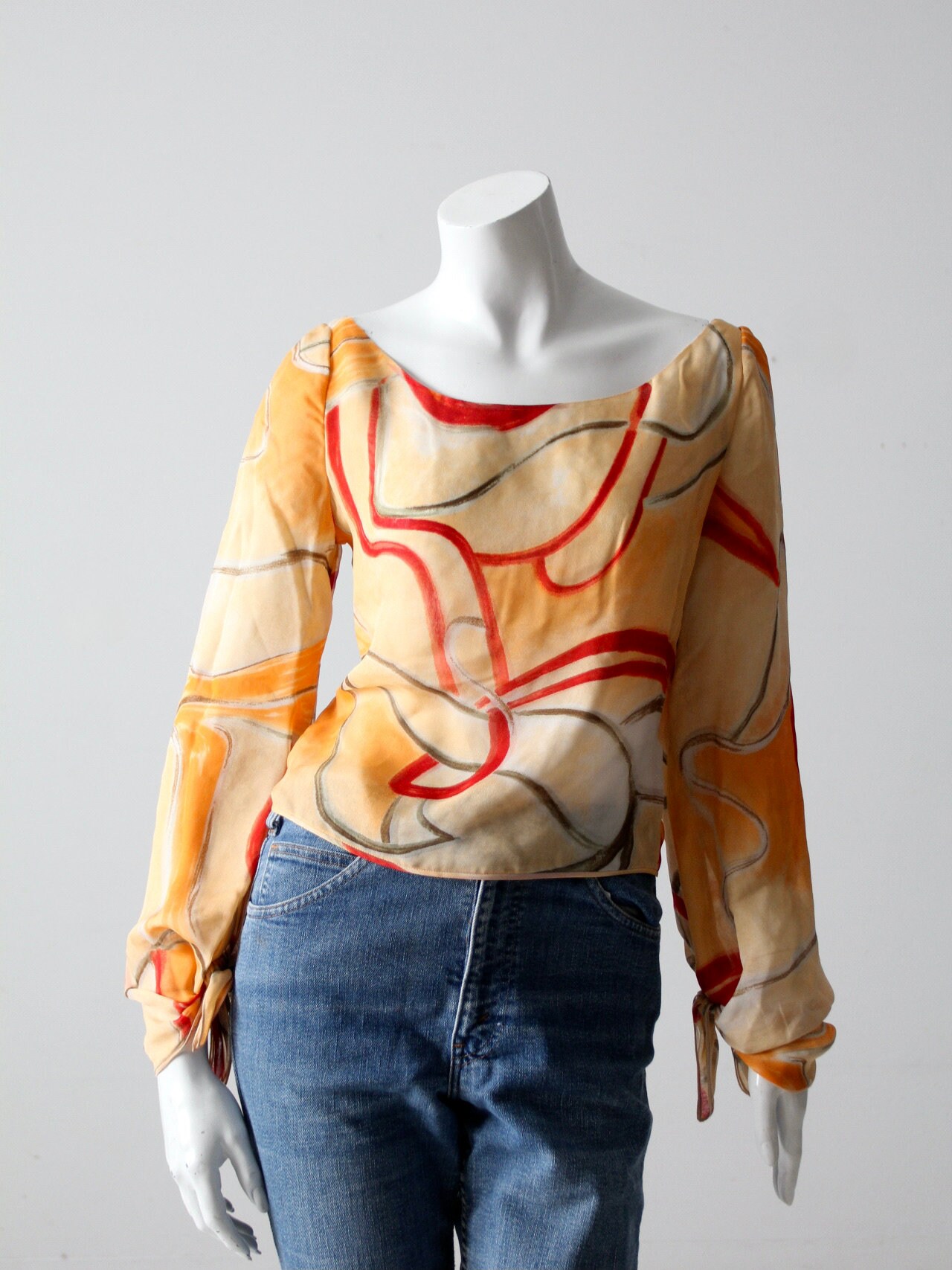 Vintage Valentino Swirl Print Sheer Blouse - Etsy