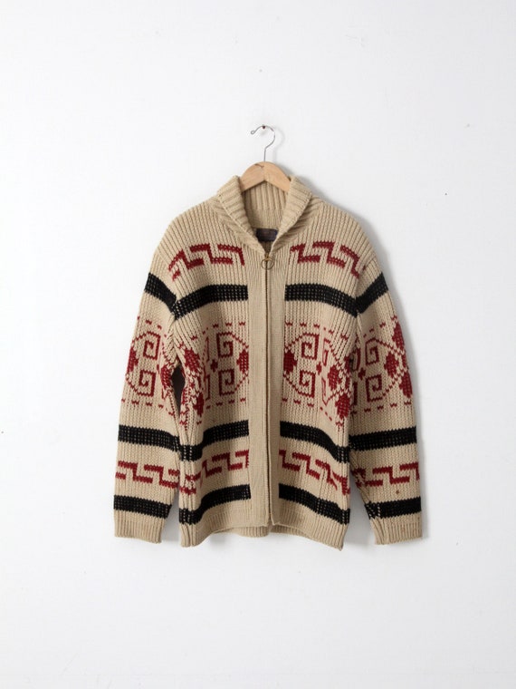 1970s Pendleton zip up sweater, vintage Cowichan … - image 3