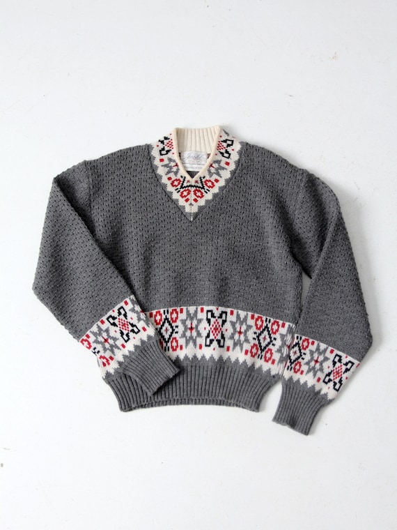 Vintage Wool Ski Sweater - Etsy