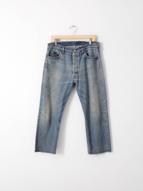 Levis 501 jeans, vintage 501s cropped denim, 34 x… - image 1