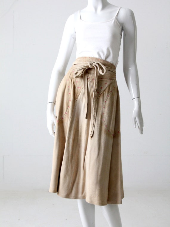 vintage suede wrap skirt - image 6