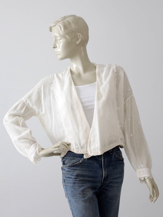 Edwardian blouse, 1900s sheer cotton top - image 2