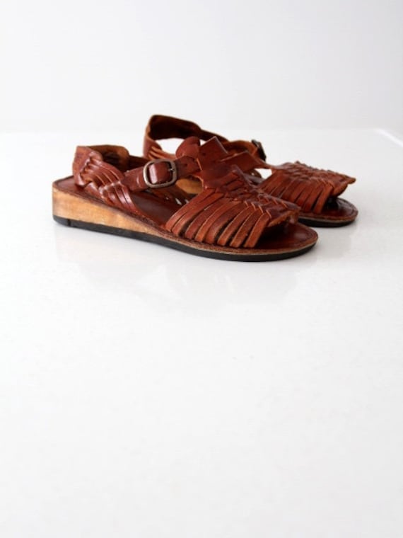 vintage leather huaraches sandals, women's 7.5