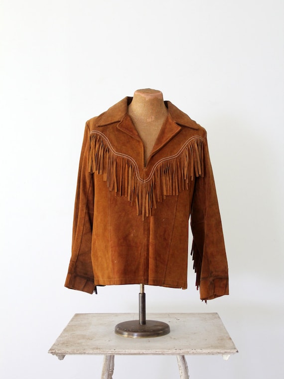 1970s Fringe Leather Jacket Suede Pullover Men S Pioneer 1970s Fringe Leather Jacket Suede