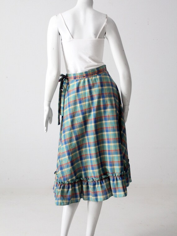 vintage 70s plaid ruffle wrap skirt - image 6