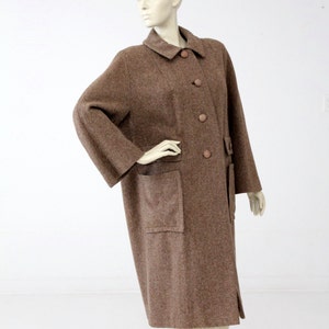 1950s wool swing coat, vintage tweed winter coat, oversize coat
