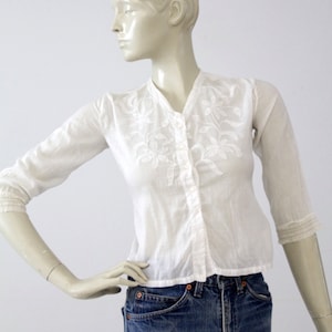 antique Edwardian white blouse xs