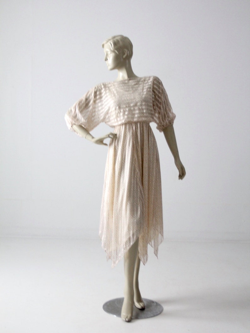 Cream Handkerchief Hem Dress