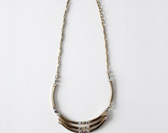 1960s rhinestone necklace, vintage costume jewelry