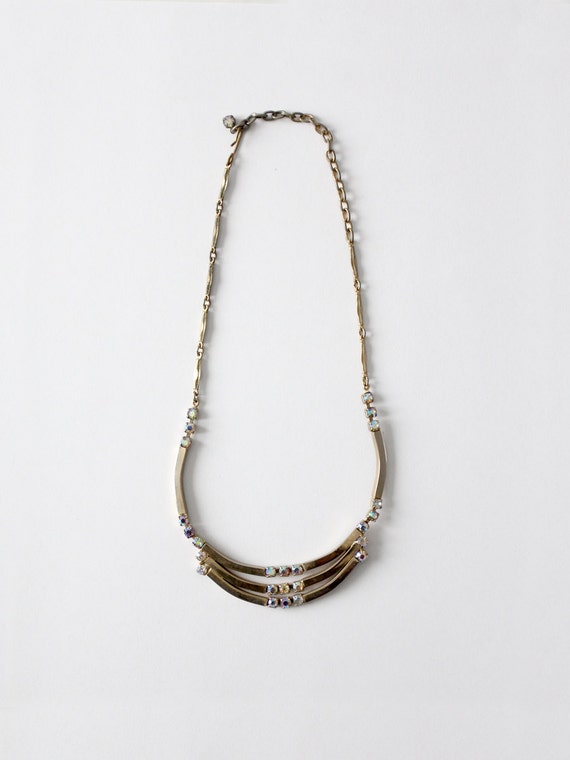 1960s rhinestone necklace, vintage costume jewelry