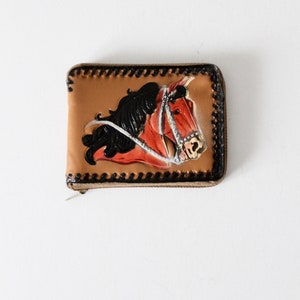 Vintage 50er Jahre Pferde Brieftasche, Miracle Hyde Reißverschluss Brieftasche