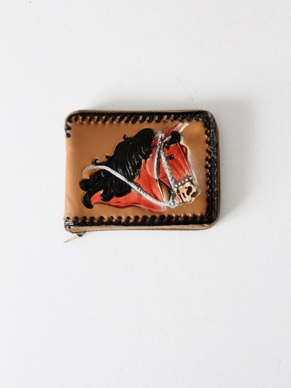 vintage 1950s horse wallet, Miracle Hyde zipper bi