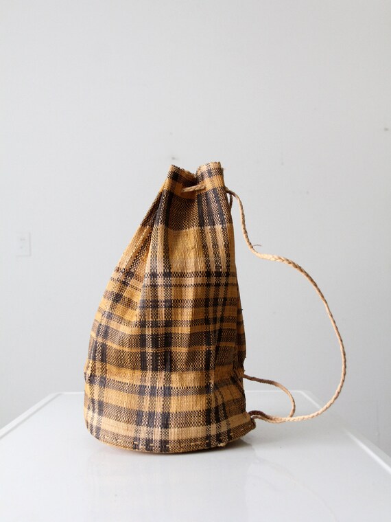 vintage woven drawstring backpack - image 3