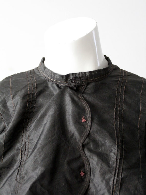antique Victorian black silk blouse - image 2