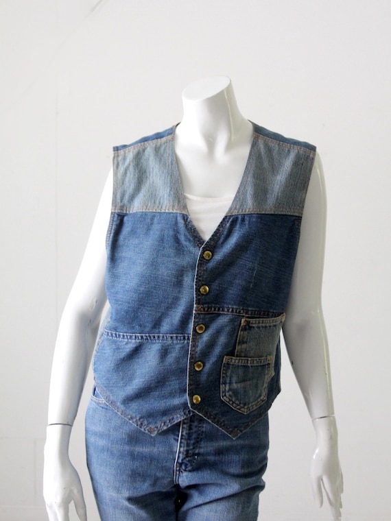 vintage custom denim vest - image 7