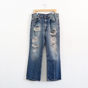 Levi's 517 Denim Jeans, 1970s Vintage Distressed Jeans, Waist 35 - Etsy