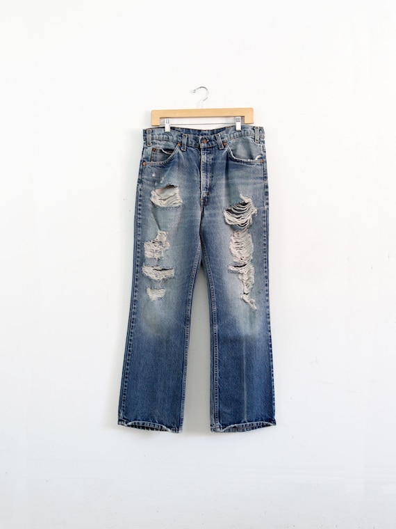 Levi's 517 denim jeans, 1970s vintage distressed j