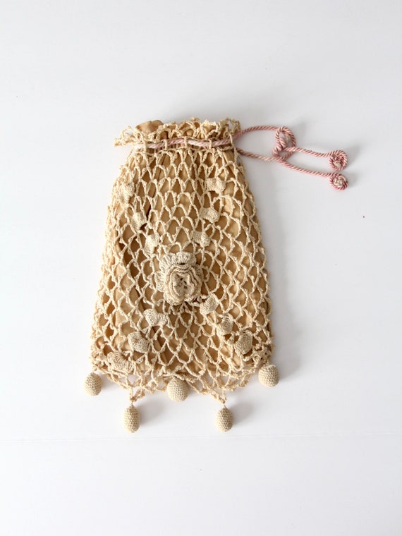 antique Edwardian crotchet reticule bag - image 6