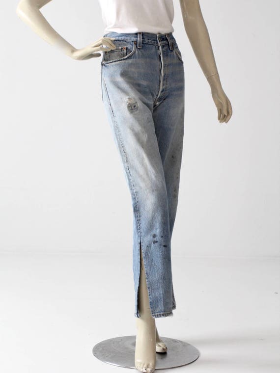 vintage Levi's 501 jeans, distressed jeans, slit … - image 2