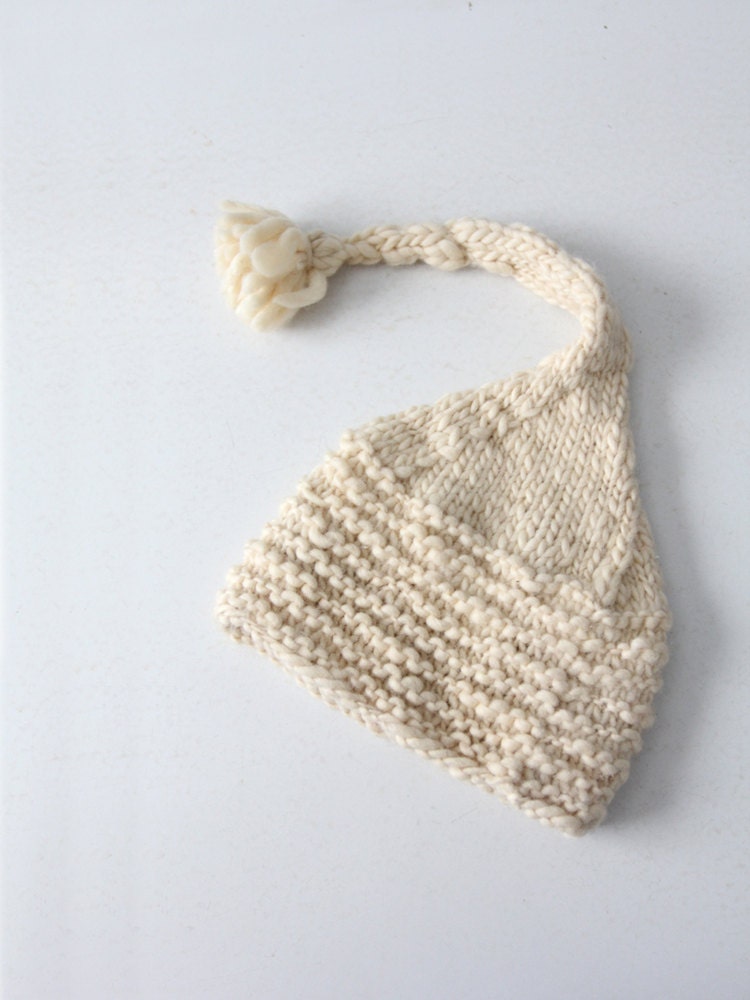 Vintage Ski Hat, Knit Stocking Hat, White Long Tassel Hat - Etsy display picture 3
