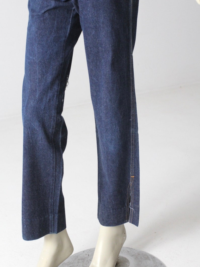 high waist dark wash straight leg denim 28 x 31 vintage 50s jeans