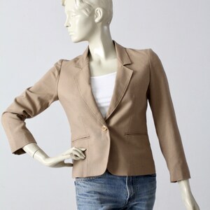 1980s linen blazer, vintage women&#39;s khaki jacket