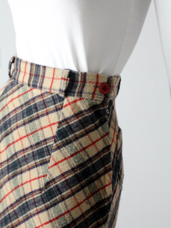 vintage plaid fitted a-line long skirt xs - image 7