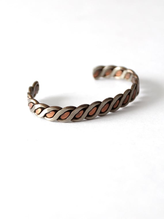 vintage mixed metal cuff bracelet - image 3
