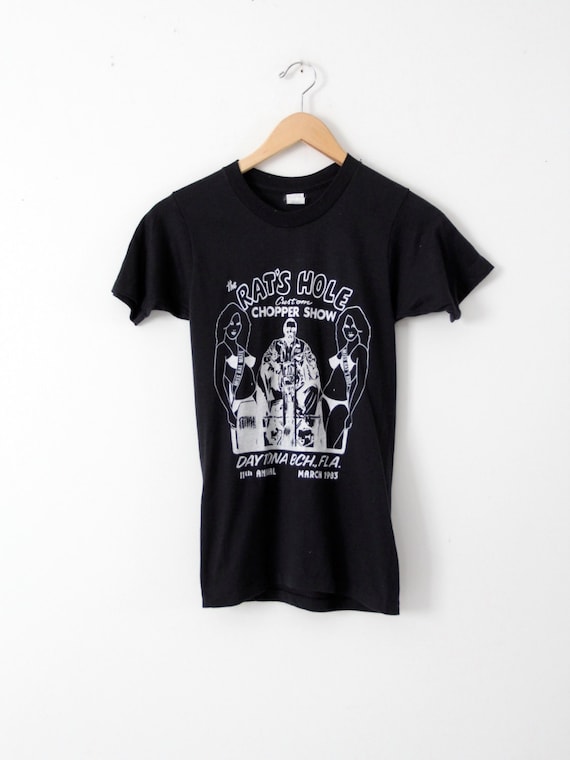 1980s Rat's Hole Biker T-shirt, Small Black Tee - Etsy