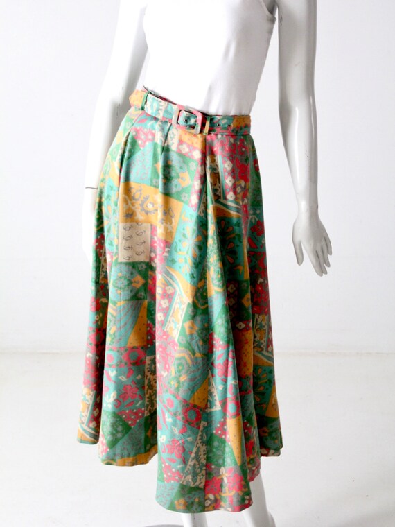 vintage 70s floral midi skirt - image 8