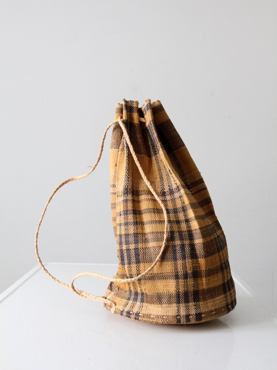 vintage woven drawstring backpack - image 4