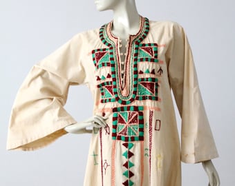 vintage embroidered tunic dress, long kurt, hippie caftan