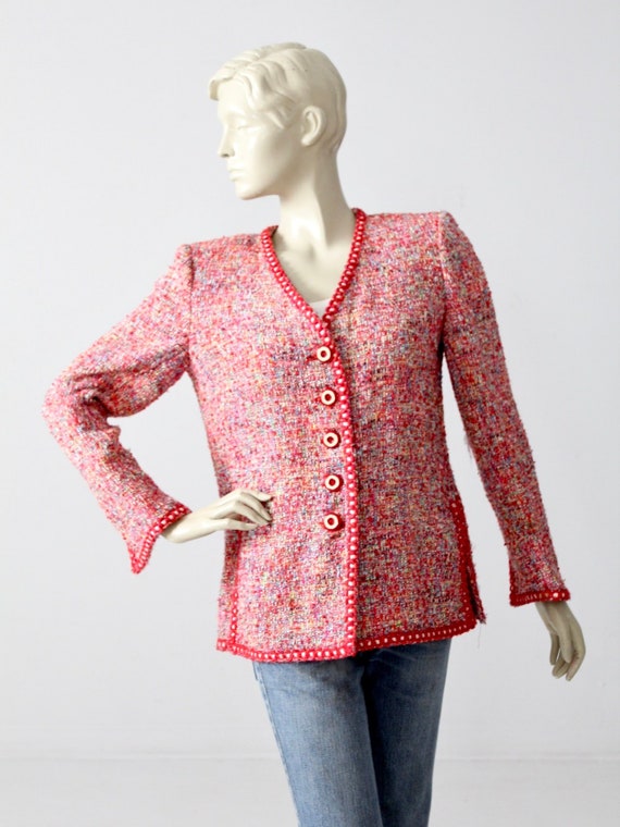 vintage Emanuel Ungaro jacket, red tweed blazer - image 1