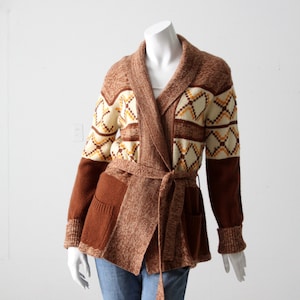 vintage 70s hippie cardigan wrap sweater