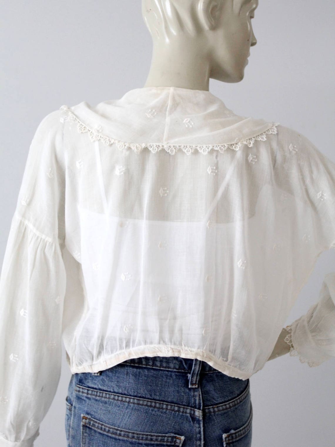 Edwardian blouse 1900s sheer cotton top | Etsy