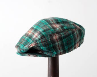 vintage Pendleton plaid flat cap ⎟ newsboy cabbie hat
