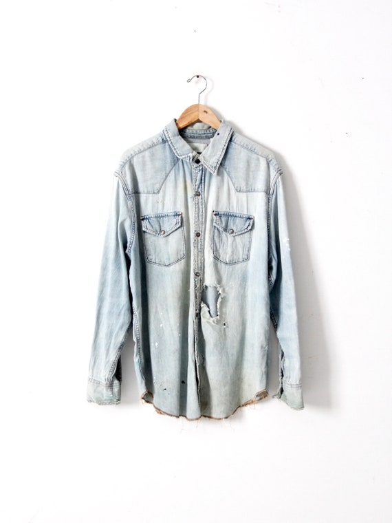 vintage distressed Levis denim shirt XXL