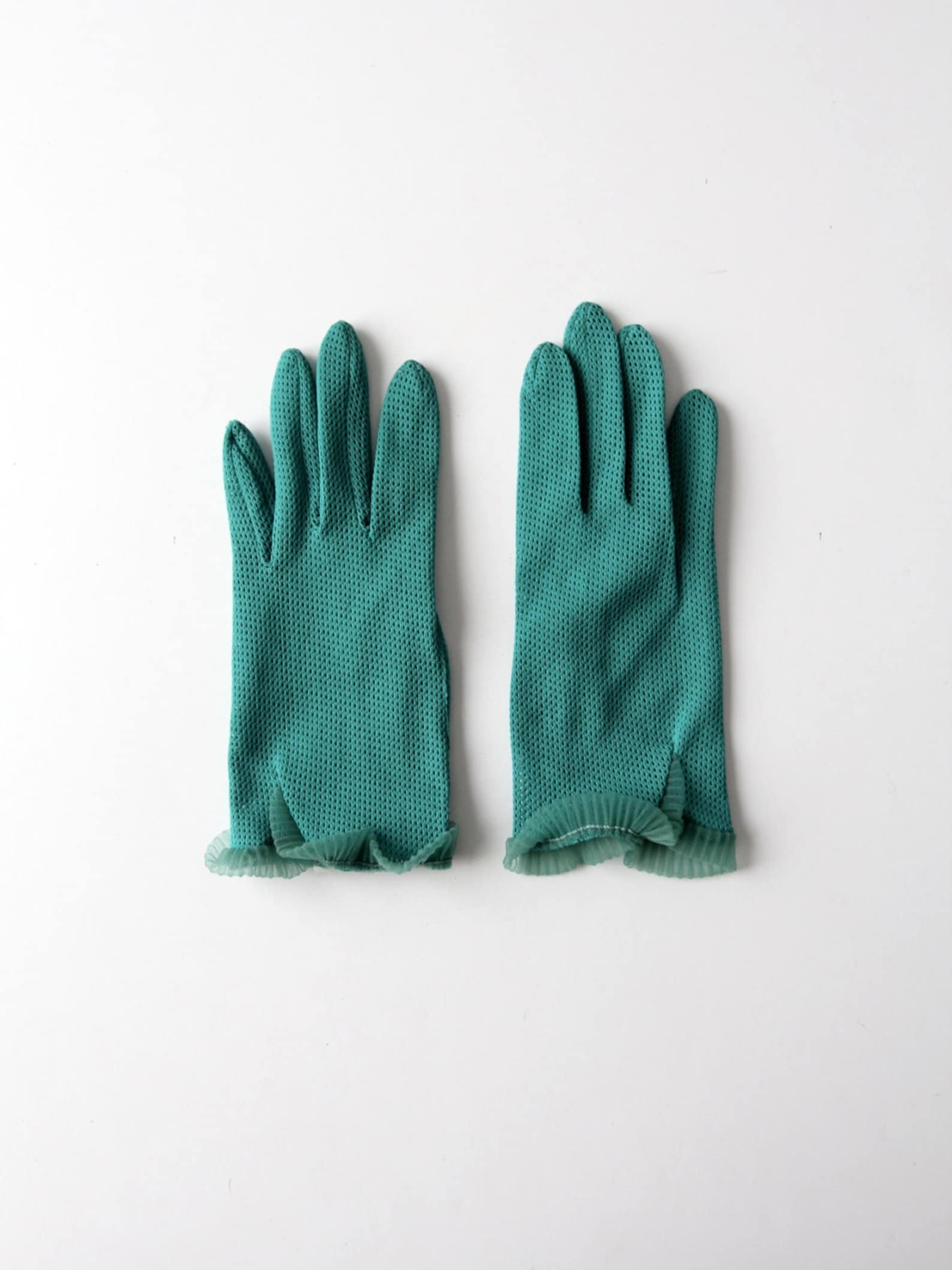 1950s Mesh Gloves Teal Green Wrist Length Gloves Etsy