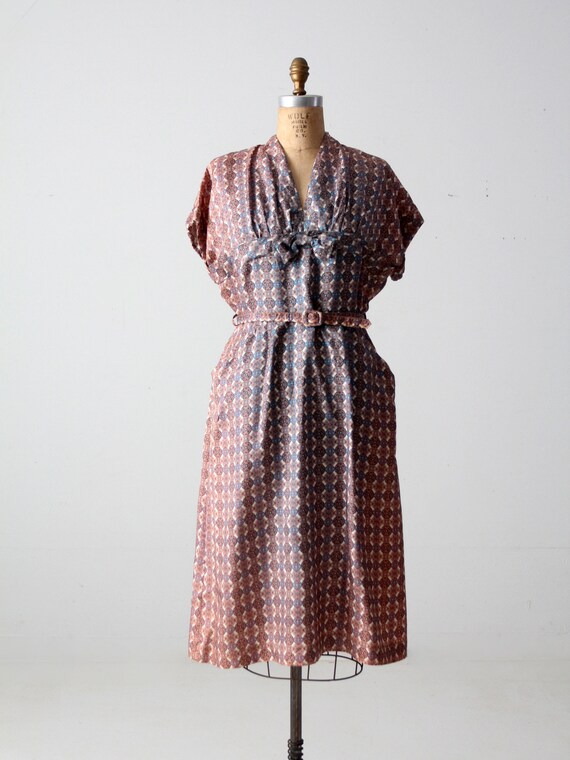 vintage 50s geometric print dress - image 4