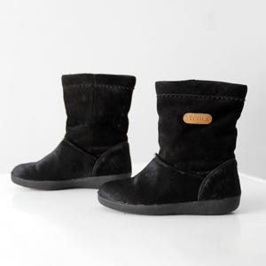 vintage Tecnica black fur suede winter boots
