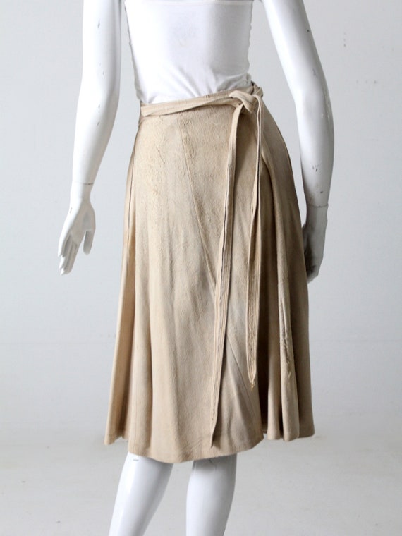 vintage suede wrap skirt - image 7