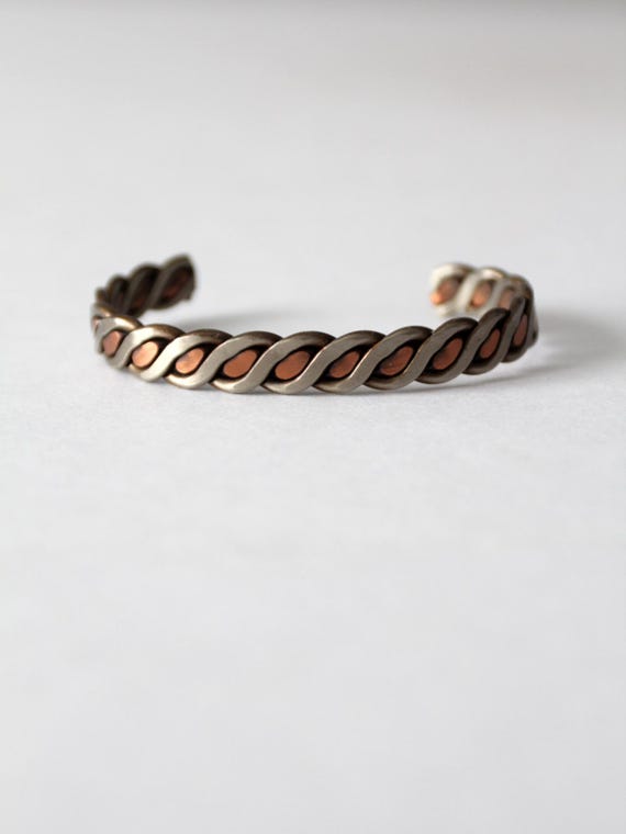 vintage mixed metal cuff bracelet - image 2